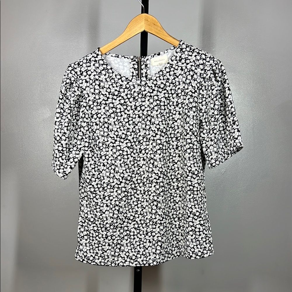 MELLODAY Black and White Fitted Short Sleeve Blouse